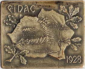 Commemorative plaque launched on the occasion of the 1928 FIDAC Congress in Bucharest, Romania