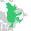 Symphyotrichum × tardiflorum recorded occurrences: New Brunswick, Nova Scotia, and Québec (Canada); New York (US).