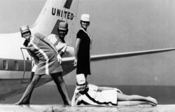Stewardesses from 1968 working for United Airlines.