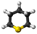 Ball-and-stick model of the thiane molecule