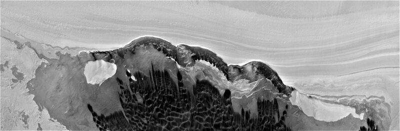 File:ESP 035924 2620 RED North Polar Scarp in Abalos Undae with Basal Exposure and Dunes black and white.jpg
