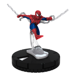 Spider-Man swinging through the air, attached to a black base.