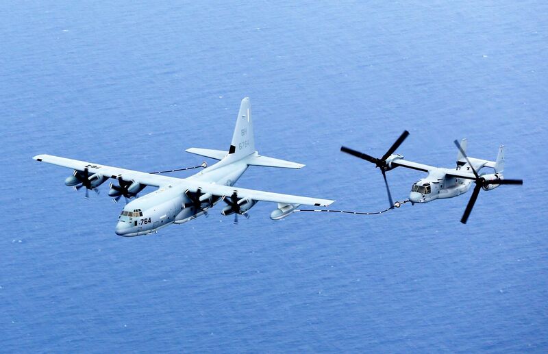File:KC-130J Hercules aircraft refuels an MV-22 Osprey off the coast of North Carolina.jpg
