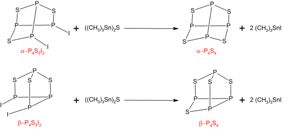 Preparation scheme of P4S4 isomeric forms.png