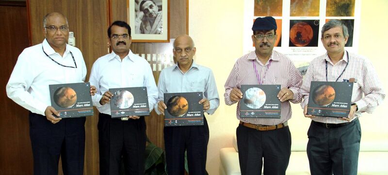 File:The Chairman, ISRO, Shri A.S. Kiran Kumar releasing the Mars Atlas on the occasion of the completion of one year of Mars Orbiter Mission in Orbit, in Bangalore. The Scientific Secretary, ISRO, Dr. Y.V.N. Krishnamoorthy.jpg