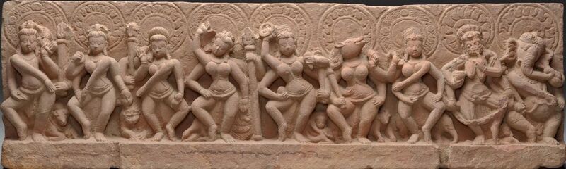 File:The Seven Mother Goddesses (Matrikas) Flanked by Shiva (left) and Ganesha (right).jpg