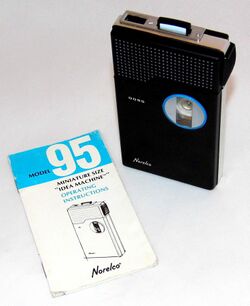 Vintage Norelco Model 95 Miniature Cassette Recorder, The Idea Machine, Made In Holland, Circa 1974 (38664110491).jpg