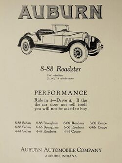 Auburn 8-88 Roadster advertisement from the 1926 Rosebud High School yearbook.jpg