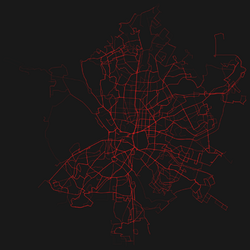 Visualization of GTFS transit routes in Madrid