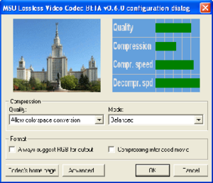MSU Lossless Video Codec settings panel.png