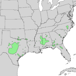 Quercus durandii range map 1.png