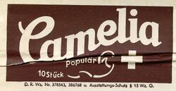 Camelia Popular sanitary napkins from stocks of the Wehrmacht Third Reich with acceptance stamping - Intim hygiene supply nurses around 1942 - content 10 pieces per pack - D.R. WZ No. 378543 and 386768.jpg