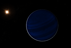 An artist's impression of HD 4313 b orbiting its parent star.
