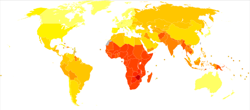 File:Infectious and parasitic diseases world map - DALY - WHO2004.svg