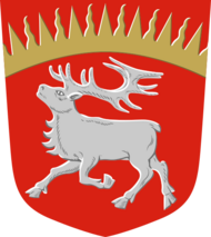 Coat of arms of Kuusamo features a male