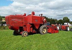 A vintage combine harvester at Philiphaugh - geograph.org.uk - 3124244.jpg