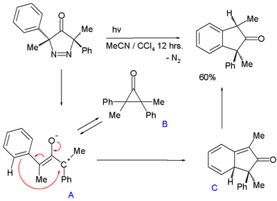 2,3-Dimethyl-2,3-diphenylcyclopropanone intermediate in photolysis
