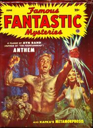 Magazine cover with a man holding lightning bolts