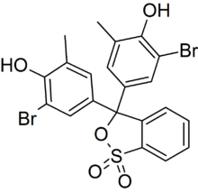 Skeletal formula of bromocresol purple in cyclic form