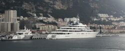 Superyacht with support vessel at Gilbraltar 2017-11-08.jpg