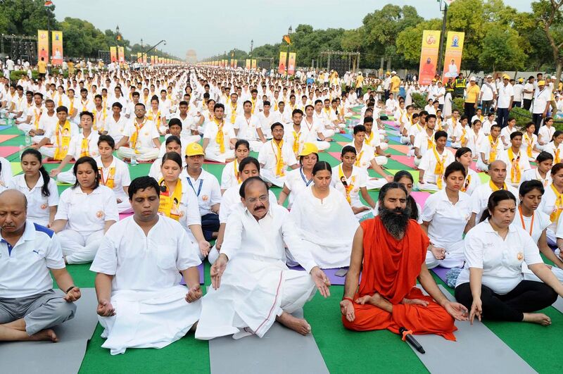 File:The Yoga Guru, Baba Ramdev and the Union Minister for Urban Development, Housing and Urban Poverty Alleviation and Parliamentary Affairs, Shri M. Venkaiah Naidu at a yoga camp ahead of the International Day of Yoga - 2016 (1).jpg