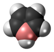 Space-filling model of the borole molecule