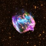 Supernova Remnant W49B in x-ray, radio, and infrared.jpg