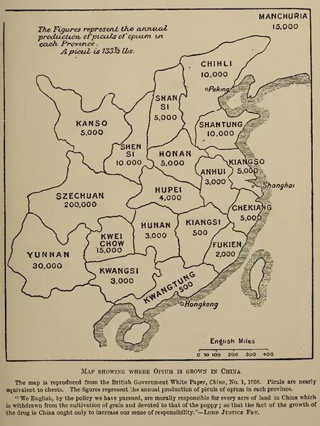 File:"Map showing where opium is grown in China" in 1908, from book - Present-Day Conditions in China; Notes Designed to Show the Moral and Spiritual Claims of the Chinese Empire, published 1908 (IA presentdaycondit00broo) (page 25 crop).jpg