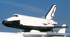 Uncrewed spacecraft Buran launched, orbited Earth, and landed as an uncrewed spacecraft in 1988 (shown here at an airshow)