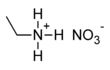 Partially condensed, skeletal formula of ethylammonium nitrate with some explicit hydrogens added