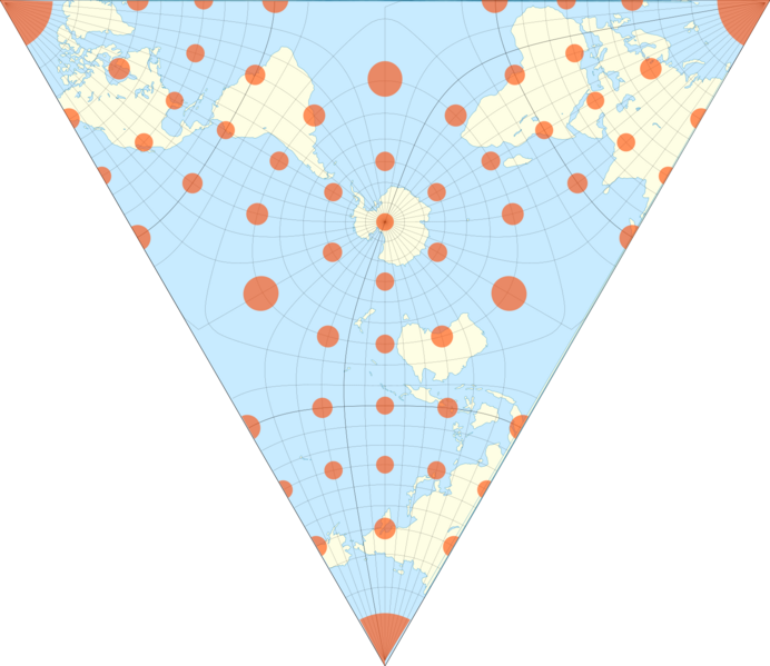 File:Lee Tetrahedral (triangular) with Tissot's Indicatrices of Distortion.svg