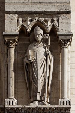 Paris - Cathédrale Notre-Dame - Façade ouest - Statue - PA00086250 - 006.jpg