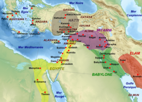 The geopolitic map of the Middle East during the Amarna Period, before Amurru became part of the Hittite zone of influence