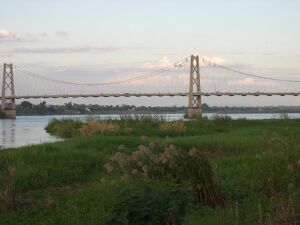 One-kilometre-long suspension bridge over the Zambezi River