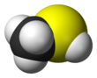 Space-filling model of the methanethiol molecule