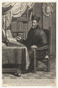 Portret van jezuïet Leonardus Lessius Leonardvs Lessivs Societatis Iesv Theologvs (titel op object), RP-P-1939-318.jpg