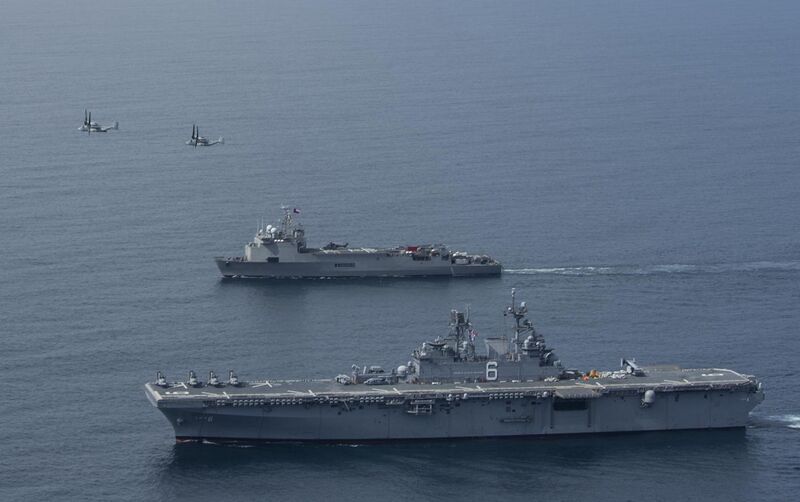 File:USS America (LHA-6) and Sargento Aldea (LSDH-91) underway off Chile in August 2014.JPG