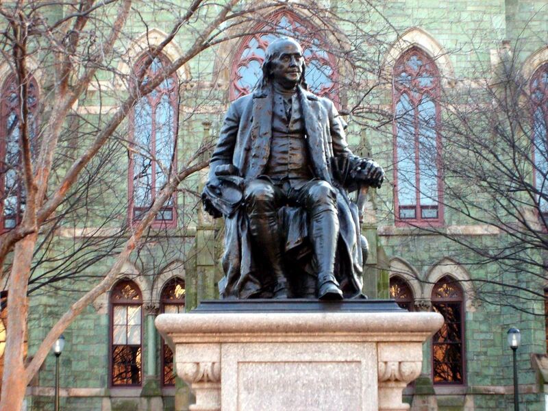 File:Benjamin Franklin statue in front of College Hall.JPG