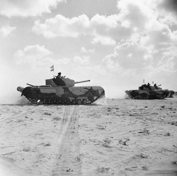 File:Churchill III tanks of 'Kingforce', 1st Armoured Division, in the Western Desert, 5 November 1942. E18991.jpg