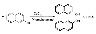 Coupling of beta-naphthol using CuCl2.