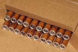20 rounds of LSAT caseless ammunition packed in a box