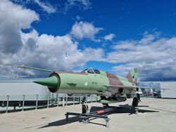 MiG-21 on display on top of Verkkokauppa in Helsinki.jpg