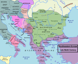 map showing Southeastern Europe Late Ninth Century