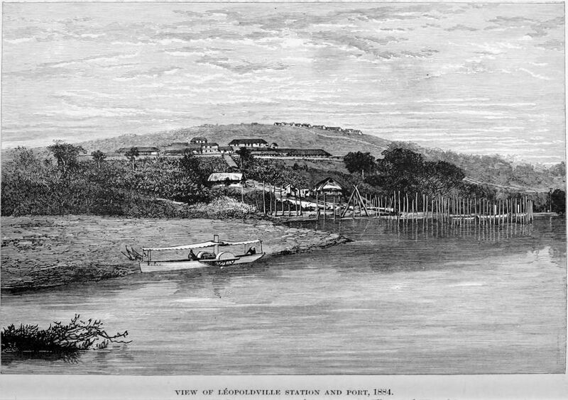 File:Stanley Founding of Congo Free State 186 View of Leopoldville Station and Port 1884 The Baptist Mission on the summit of Leopold Hill.jpg