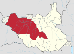 Location of the region in South Sudan.