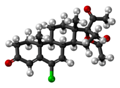 Chlormadinone acetate molecule ball.png