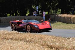 The De Tomaso P72 on the Goodwood hill climb course