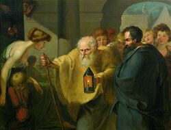 Painting of Diogenes search for an honest man
