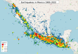 Map of earthquakes in Mexico.svg