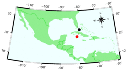 Pristine mustached bat Pteronotus pristinus fossil distribution.gif